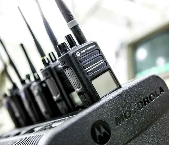 Motorola portable radios in chargers